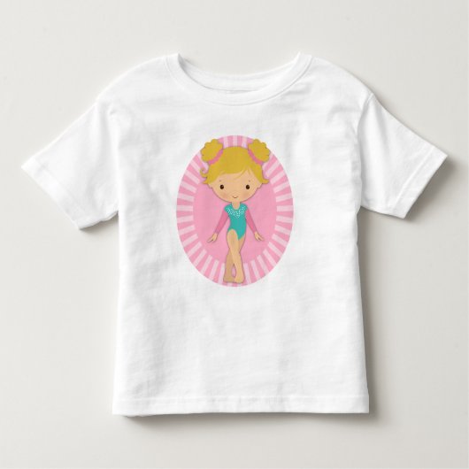体操選手 – かわいい体操ピンクのアクアブロンドA トドラーTシャツ (正面)