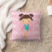 体操選手 – かわいい体操ピンクターコイズ クッション (ブランケット)