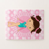 体操選手 – かわいい体操ピンクターコイズ ジグソーパズル (横)