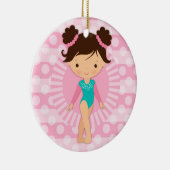 体操選手 – かわいい体操ピンクターコイズ セラミックオーナメント (右)