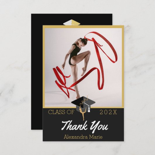 体操選手 現代写真 卒業クラス サンキューカード (正面/裏面)