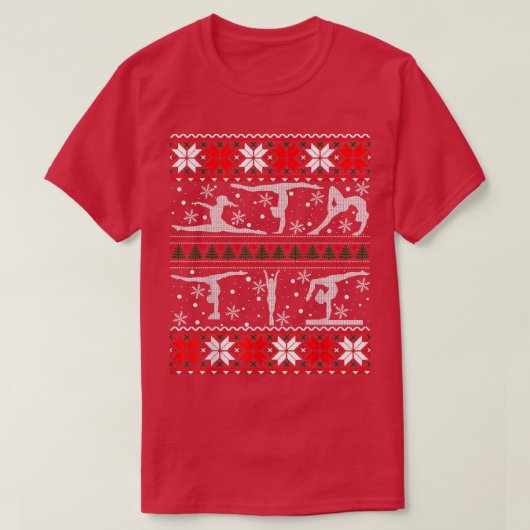 体操醜いクリスマスハッピーホリデーギムナストXm Tシャツ (デザイン正面)