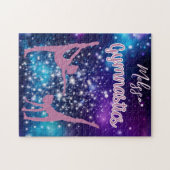 体操銀河系パープルターコイズ パーソナライズされた ジグソーパズル (横)