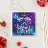 体操銀河系パープルターコイズ パーソナライズされた スタンダードカクテルナプキン (インサイチュ)