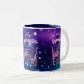 体操銀河系パープルターコイズ パーソナライズされた ツートーンマグカップ (正面右)