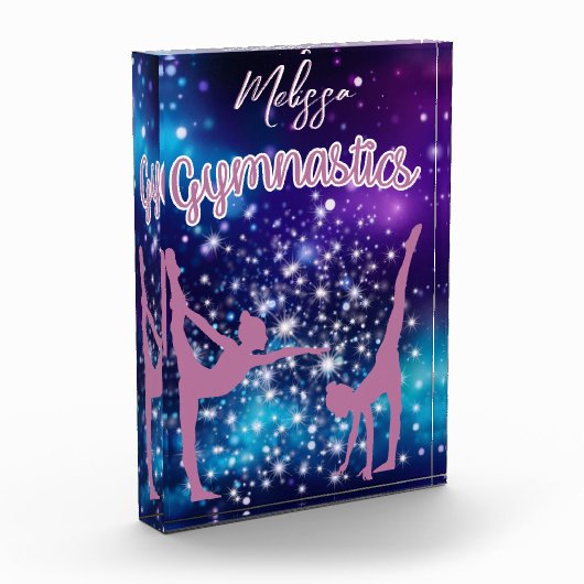 体操銀河系パープルターコイズ パーソナライズされた フォトブロック (左)