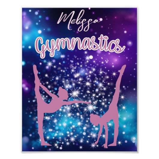 体操銀河系パープルターコイズ パーソナライズされた フォトプリント            (正面)