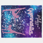 体操銀河系パープルターコイズ パーソナライズされた フリースブランケット (正面(横))