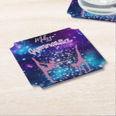 体操銀河系パープルターコイズ パーソナライズされた ペーパーコースター (アングル)