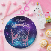 体操銀河系パープルターコイズ パーソナライズされた ペーパープレート (パーティー)