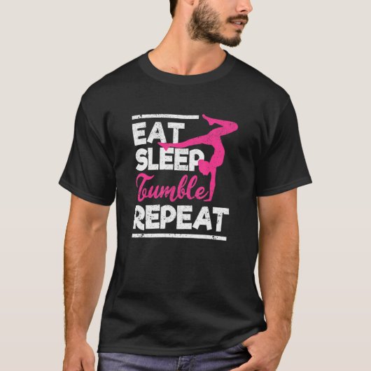 体操食べ体操選手眠タンブル繰り返し Tシャツ (正面)