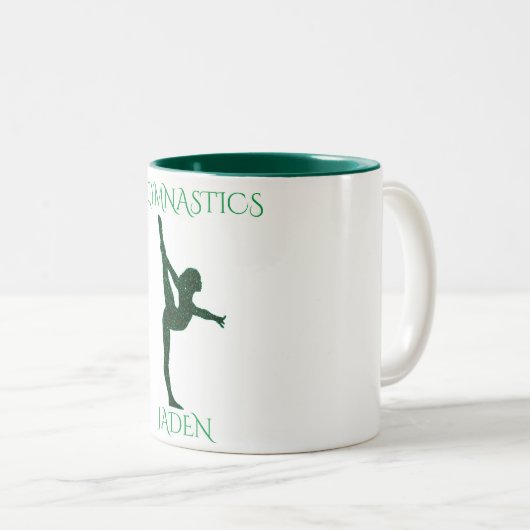 体操2つの調パーソナライズされた子のコーヒーマグ。 ツートーンマグカップ (正面右)