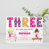 体操3回目の誕生日招待状 |ホットピンク 招待状 (スタンド正面)