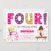 体操4th誕生日招待状 |ホットピンク 招待状 (正面)