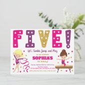 体操5誕生日招待状 |ホットピンク 招待状 (スタンド正面)