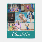 体操7フォトコラージングブルーフリースブランケット フリースブランケット (正面)