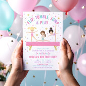 体操・タンブリングピンクの誕生日パーティー招待状 招待状
