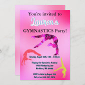 体操・タンブリング 誕生日パーティー招待状 招待状 (正面/裏面)