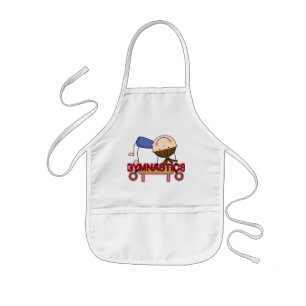 体操-ブルネットの女の子の釣り合い梁のTシャツ 子供用エプロン