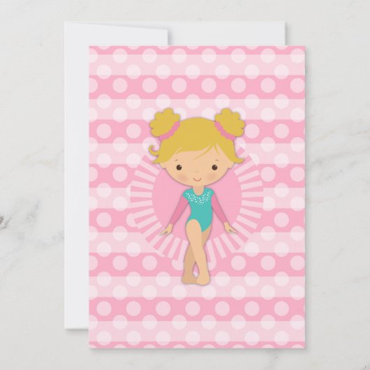 体操 – ブロンド体操ピンクの誕生日パーティー 招待状 (裏面)