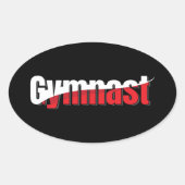 体操 – 体操選手抽象芸術ワードアートウィッシュ 楕円形シール (正面)