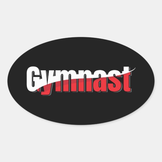 体操 – 体操選手抽象芸術ワードアートウィッシュ 楕円形シール (正面)