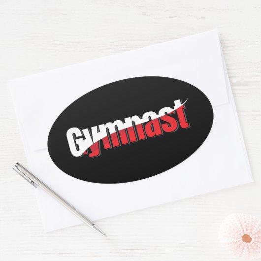 体操 – 体操選手抽象芸術ワードアートウィッシュ 楕円形シール (封筒)