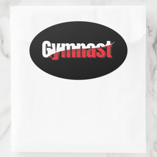 体操 – 体操選手抽象芸術ワードアートウィッシュ 楕円形シール (バッグ)