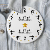 体操、女性、金ゴールドスター 缶バッジ (インサイチュ)