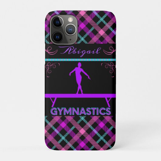 体操 平均台 ピンク パープル ティール タータン Case-Mate iPhoneケース (裏)