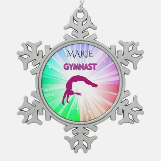 体操「明るいライト」スノーフレーク・ツリーオーナメント スノーフレークピューターオーナメント (正面)