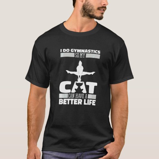 体操 猫 アーティスティック 体操選手 Tシャツ (正面)