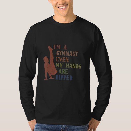 体操 私は体操選手 なんか手のひらまで筋肉痛 Tシャツ (正面)