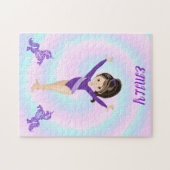 体操/紫のポニー/渦巻パーソナライズされたき ジグソーパズル (横)