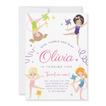 体操 誕生日パーティー 招待状 • くるくる回る風車