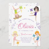 体操 誕生日パーティー 招待状 • くるくる回る風車 (正面/裏面)