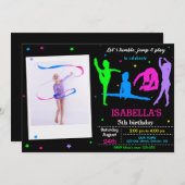 体操 誕生日招待状 フリップジャンプ 招待状 (正面/裏面)