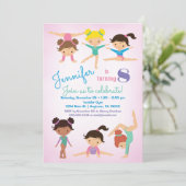 体操 誕生日 招待状 - 女の子 ピンク (スタンド正面)