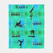 体操 跳馬、平行棒、平均台、床 フリース ブランケット (正面)