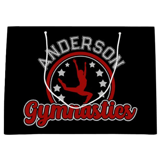 体操 追加 名前 体操選手 跳馬 床 選手 ラージペーパーバッグ (正面)