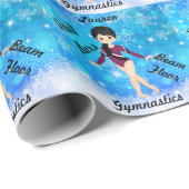 体操、黒髪、茶色の目、ブルゴーニュのレオ ラッピングペーパー (ロールコーナー)