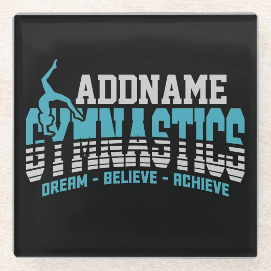 体操ADD NAME体操チームバックベンドキックオーバー ガラスコースター (正面)