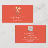 体整形彫刻マッサージ金ゴールドロゴQRサンゴ 名刺 (正面/裏面)