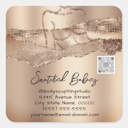 体気にスカルプト化粧品ロゴQRコード名 スクエアシール (正面)