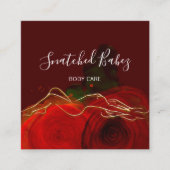 体気にスカルプトQRCODEバラレッドブルゴーニュフローラ スクエア名刺 (正面)