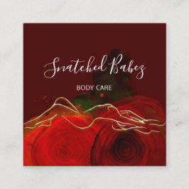 体気にスカルプトQRCODEバラレッドブルゴーニュフローラ スクエア名刺