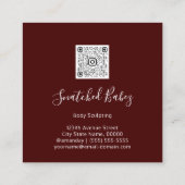 体気にスカルプトQRCODEバラレッドブルゴーニュフローラ スクエア名刺 (裏面)