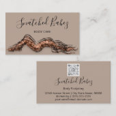 体気にスカルプトQRCODEブラウンバラエレガント 名刺 (正面/裏面)