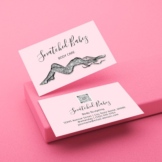 体気にスカルプトQRCODEブラックシルバーグレー 名刺