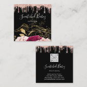 体気にスカルプトQRCODEブラック金ゴールドバラドライバ スクエア名刺 (正面/裏面)